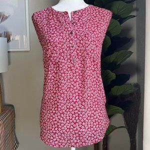 LOFT Mixed Media Floral Sleeveless Blouse